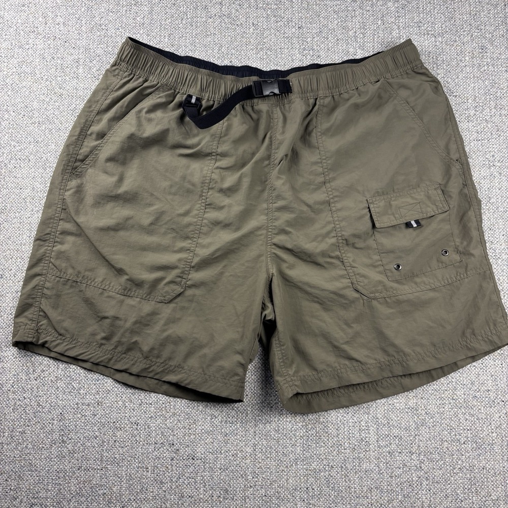 St Johns Bay Mens Green Swim Trunks Pockets Size XXL Nylon